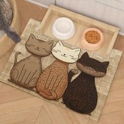 Resim Kaymaz Kedi Besleme Matı - 3 Sevimli Kedi Tasarımı, Sızdırmaz ve Temizlemesi Kolay, Dayanıklı Silika Çamuru Pet Yem Matı, Şık ve Fonksiyonel Pet Placemat 