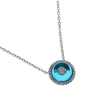 Resim Kadın Nazar Boncuğu Model Mavi Taş Detay Gümüş Taşlı Kolye 