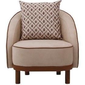 Resim ELIT OFİS BERJER Yuvarlak Tekli Koltuk Biye Detaylı Krem (Kadife Berjer) 