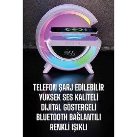 Resim Zeroshop Bluetooth Hoparlör 15W Kablosuz Hızlı Şarj LED Gece Lambası 