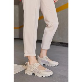 Resim Nilufarr Melissa Bej Deri Taş Aksesuarlı Kadın Sneaker 