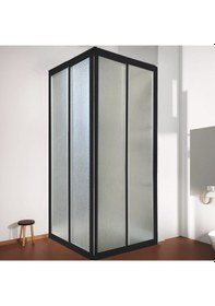 Resim Siyah Profil Şerit Desen Mika Duşakabin Siyah 