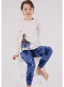 Resim Rolypoly Erkek Çocuk Beyaz Pijama Takımı Rp3658-c-v1 