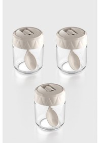 Resim Renga Lexa 210 Ml Kaşıklı 3'lü Cam Baharatlık Seti 161019 Bej Bej 