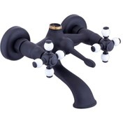 Resim Osmanlı Siyah Küresel Koç Taşlı Banyo Bataryası Pirinç Siyah 