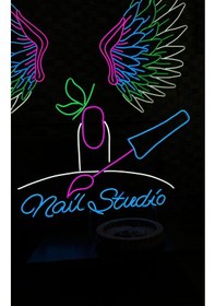 Resim Nail Studio Yazılı Ve Şekilli Neon Tabela Çok Renkli 