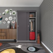 Resim Kenzlife gardırop sürgülü kapaklı kapılı karanfil110 gri gardolap dolap 