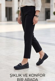 Resim Aura Comfort - Ortopedik Tabanlı Işıltı Detaylı Kadın Siyah Günlük Casual Loafer Ayakkabı 