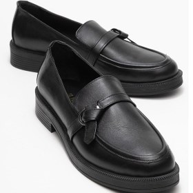 Resim Galea Siyah Cilt Tokalı Hakiki Deri Kadın Loafer Ayakkabı SİYAH CİLT 