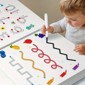 Resim 34-Page Yeniden Kullanılabilir Silinebilir Kalem Kontrol Eğitimi Kitabı Gençler İçin - İnce Motor Becerilerini Geliştiren Eğlenceli Aktiviteler, Mavi ve Beyaz Tasarım, Doğum Günü/Paskalya/Şükran Günü Hediyeleri İçin Mükemmel 