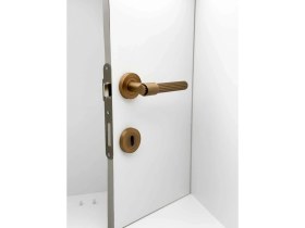 Resim Koldoor Erva Handles ZK79 Mat Antik Sarı Rozetli Oda Kapı Kolu 2 Takım 