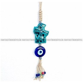 Resim Yel Değirmeni Nazar Boncuk Seramik Bahçe Balkon Kapı Duvar Süs 