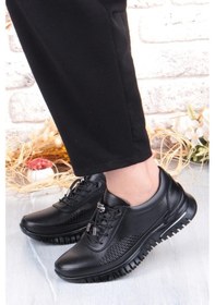 Resim Pepita 9407 Comfort Yumuşak Esnek Kauçuk Kaymaz Taban Hakiki Deri Kadın Ayakkabı Siyah 