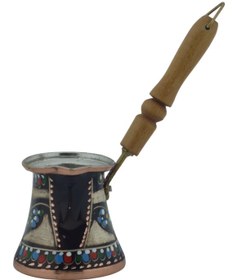 Resim Bakır El İşlemeli 290ml Özel Erzincan Boyalı Renkli Cezve 