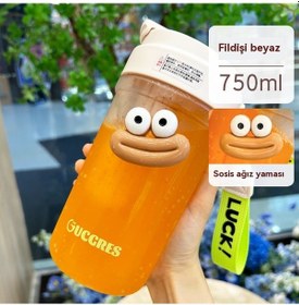 Resim Velvettides Yeni Çay Sızıntı Ölçeği Plastik Su Bardağı Kadın Yaratıcı Spor Portatif Su Isıtıcısı Büyük Kapasiteli Yüksek Sıcaklığa Dayanıklı Pipet Bardak Beyaz 780ml Sosis Ağız Bardak Fırçası 