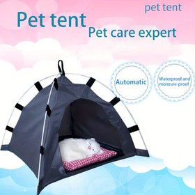 Resim Kediler ve Küçük Köpekler için Su Geçirmez & Nem Geçirmez Evcil Hayvan Çadırı - Otomatik Açılış, Kolay Kurulum, Dayanıklı Polyester Malzeme, Taşınabilir Dış Mekan Barınağı, Kedi Çadırı 