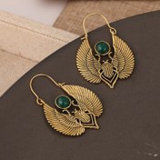 Resim Vintage Mısır İlhamlı Kutsal Kanatlar Skarabe Büyük Halka Küpeler Kadınlar için, Çingene Kabile Tasarımı, Reçine ve KC Altın Kaplama Bakır, Bohem Tarzı, Partiler ve Günlük Giyim için Mükemmel, Anneler Günü Hediyesi 