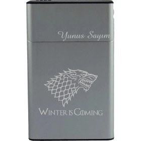 Resim Ada Lazer Kişiye Özel Winter Is Coming Logolu Metal Sigara Kutusu 