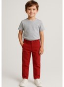 Resim Erkek Çocuk Kırmızı Keten Pantolon 