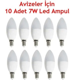 Resim Noas Avizeler Için E-14 Duylu 7w Led Ampul Beyaz Işık 10 Adet 