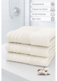Resim Softure 3 Lü El Yüz Havlusu Günlük Kullanım 50x90 Cm Yumuşak, Dayanıklı, Hızlı Kuruyan Ekru 