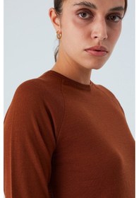 Resim Peraluna Vanessa Pullover Merino Yünlü Yanları Yırtmaçlı Ince Kadın Triko Kazak Kahve-kahve Kahve 