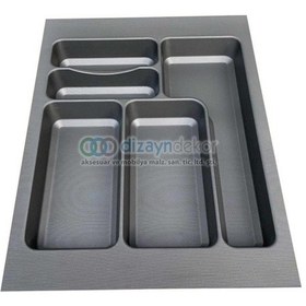 Resim Versa Antrasit Dokulu Çekmece İçi Kare Antibakteriyel Plastik Kaşıklık 39 X 49 