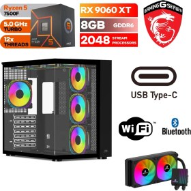 Resim MSI Ddr5 – Rtx 9060XT 8gb – Ryzen 5 7500F - 32GB - 64GB Ddr5 Ram – 1tb M.2 SSD – Sıvı Sogutmalı – Windows 11 Pro Masaüstü Bilgisayar 