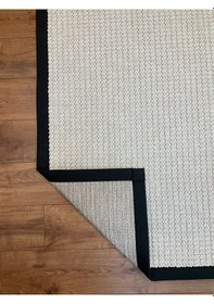 Resim Saraz Halı Kumaş Bordür Gri Bukle Antrasit Bordür Halı Salon Koridor Mutfak Çocuk Odası Halısı Kilim S267 Beyaz-antrasit Beyaz 