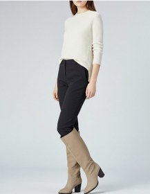 Resim Hakiki Deri Kadın Çizme - Kalın Topuk 25hsy1976 Bej 