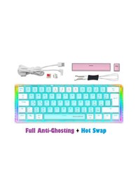 Resim Mx-1 Mekanik Klavye Rgb Red Switch Türkçe Oyuncu Klavyesi Beyaz Mini Klavye Kablolu 