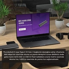 Resim Mena Rise Bix BX05HD Aluminyum Kasa Type-C 3.1 Gen2 To Pcıe Nvme M.2 SSD Disk Kutusu 2230 /2242 / 2260 / 2280 Ssd'ler ile Uyumlu 