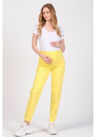 Resim Busa Hamile Mom Fit Kot Pantolon Sarı-sarı 