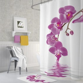 Resim Zethome Tropik Orchid Banyo Duş Perdesi Tek Kanat 1 x 180 x 200 cm 