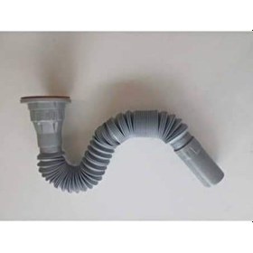 Resim Gri Renkli Eko Kısa Tip Körüklü Uzayan Lavabo Sifonu 