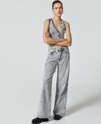 Resim Bol Paça Kot Pantolon Normal Bel Cepli Pamuklu - Bianca Jeans 