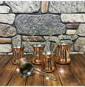 Resim Sultan Bakır Cezve Takımı - İnce Bakır 