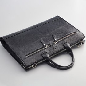 Resim Deri Briefcase Evrak Çantası - Siyah 