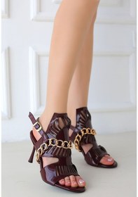 Resim Lidya Bordo Rugan Topuklu Ayakkabı 