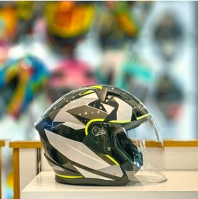 Resim Rhkc 528 Çenesiz Vizörlü Yazlık Kask Gri - Neon Sarı - Siyah 