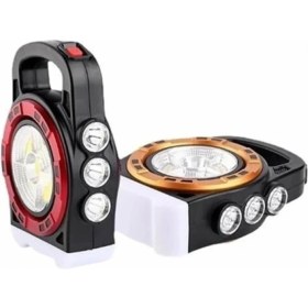 Resim P-6678C Dış Mekan Solar Şarj Işığı Çok Fonksiyonlu Projektör Hazine Güçlü Işık El Feneri 