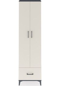 Resim Arges Dolap 5 Raflı Tek Çekmeceli 2 Kapaklı 60x30x221 Antrasit-aytaşı Antrasit 