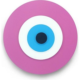 Resim Minimalist Fuşya Nazar Boncuğu El Yapımı Ahşap Büyük Nazarlık 20 