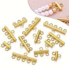 Resim 10 Adet 304 Paslanmaz Çelik Kolye Bileklik Tokası, 5 4 3 Halka Pandantif Küpe Zincir Bağlantı Parçası DIY Takı Aksesuarları 