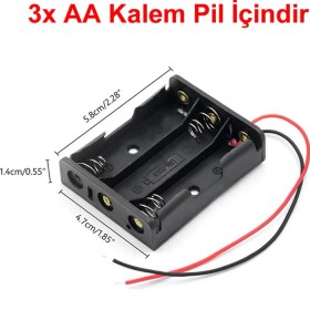 Resim Alkatronik 3'lü 1,5V Aa Kalem Pil Kutusu Yuvası 3X1,5V Kablolu Batarya Pil Tutucu 