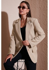 Resim Lela Relaxed Fit Mono Yaka Cepli Blazer Bayan Ceket 611Bc00132 Vizon 