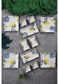 Resim Piatti Naturali 12 Parça 4 Kişilik Limon Kahvaltı Takımı Handmade Sunum Set Çok Renkli 