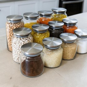 Resim LİNGO HOME 12'li Metal Kapaklı Kavanoz Seti -etiketli-baharatlık Erzak Bakliyatlık - 500 ml , 750 ml , 1300 ml 