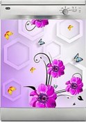 Resim Makinesi Sticker Kaplama Beyaz Eşya Kaplama 3d Altigen Mor Çiçek 