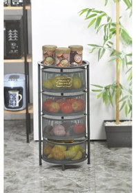 Resim 4 Katlı Metal Açılır Kapanır Paslanmaz Sebzelik Antrasit 